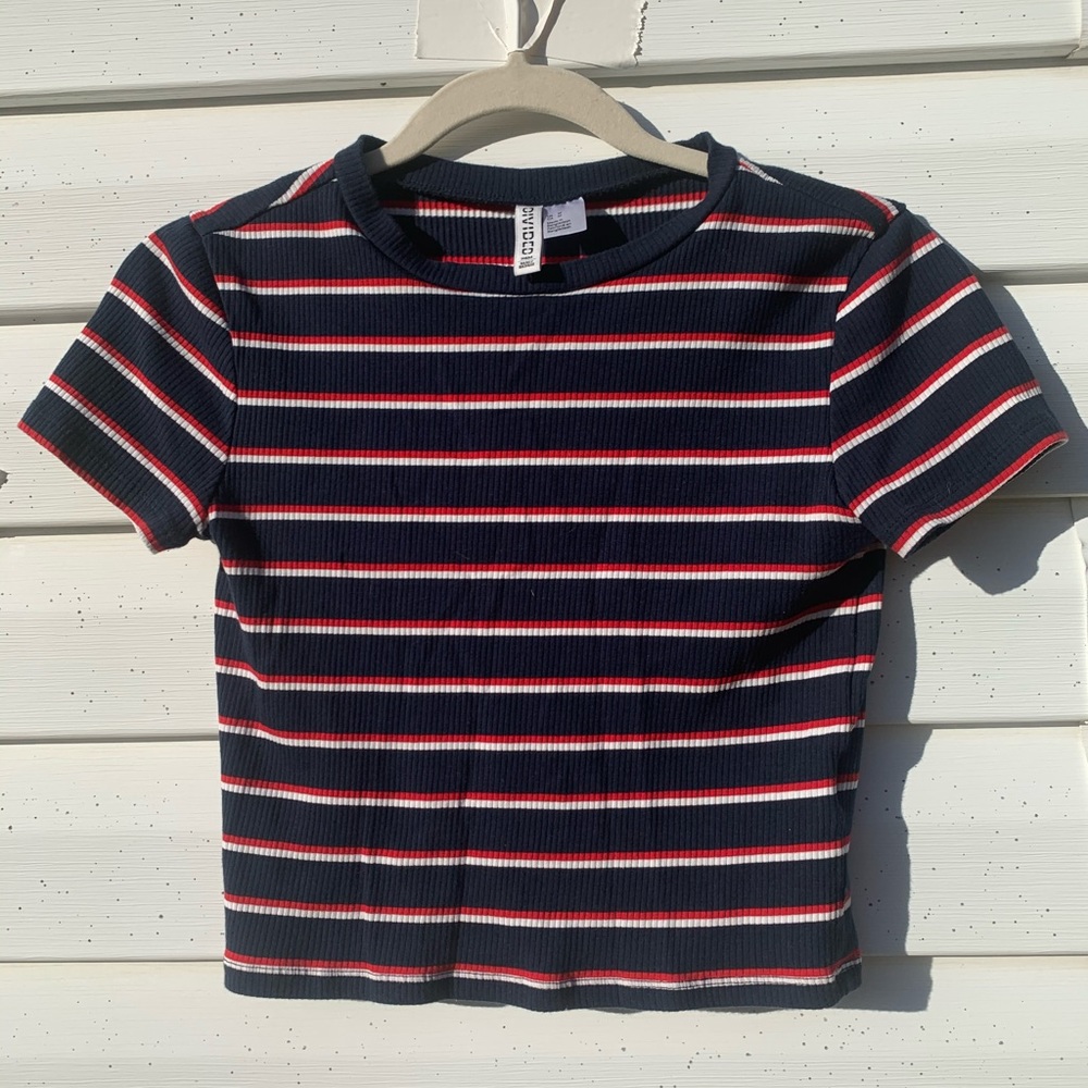 H&M striped cropped tee
